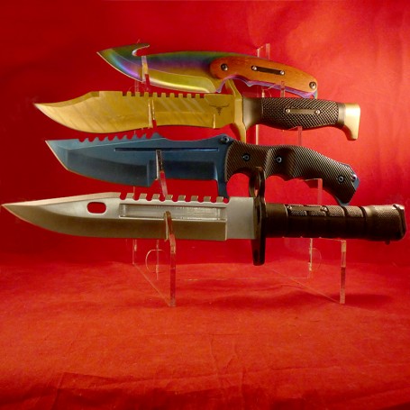 Plexiglas display for 4 large military knives, hunting, buchcraft