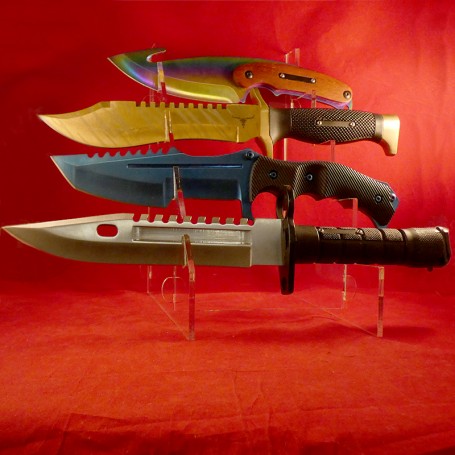 Plexiglas display for 4 large military knives, hunting, buchcraft