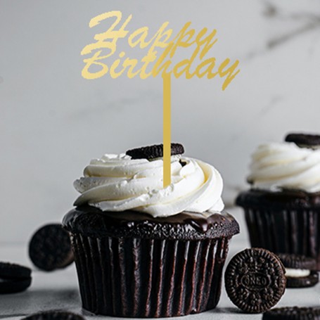Cake topper en plexiglas Happy birthday