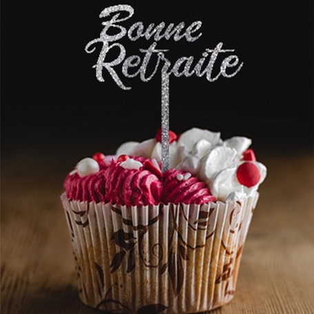 Cake topper en plexiglas Bonne retraite