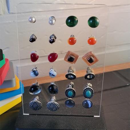 Présentoir Pour 80 Paires De Boucles D'oreilles Métal Blanc Sur Socle