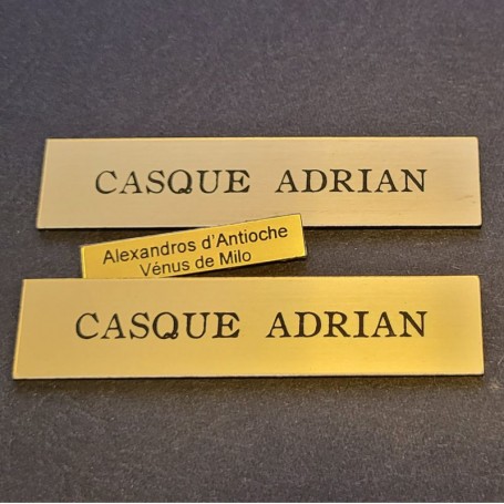 Plaque imitation laiton gravée façon musée